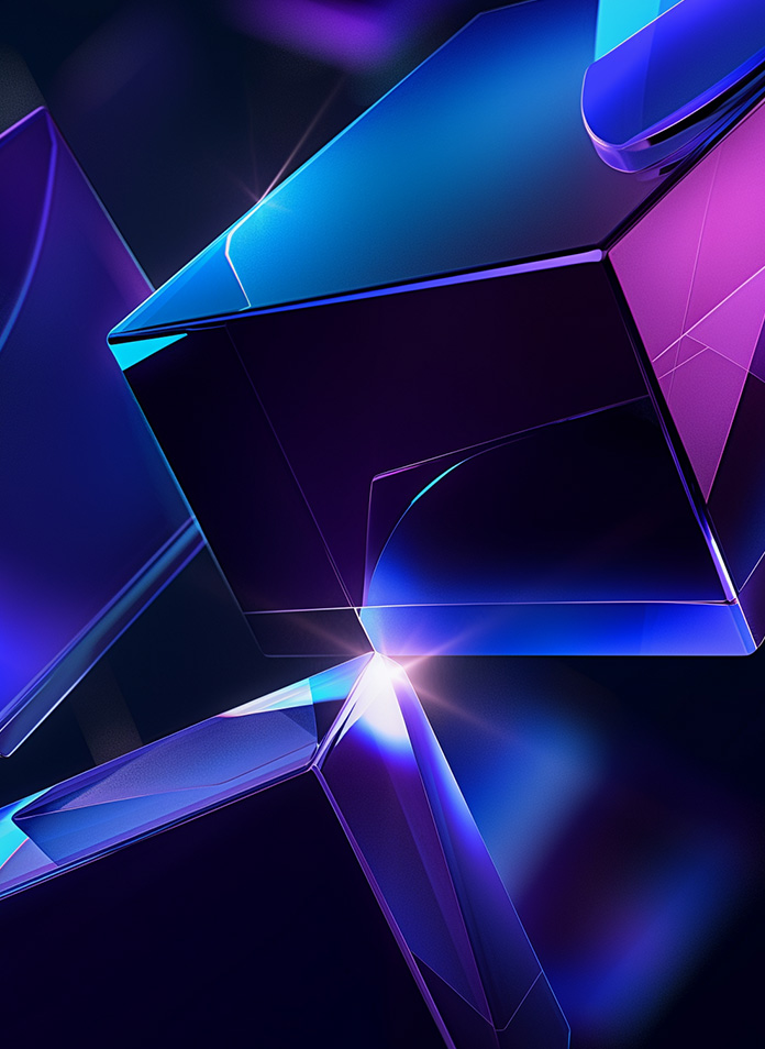 Abstract geometric forms representing technology-focused services.