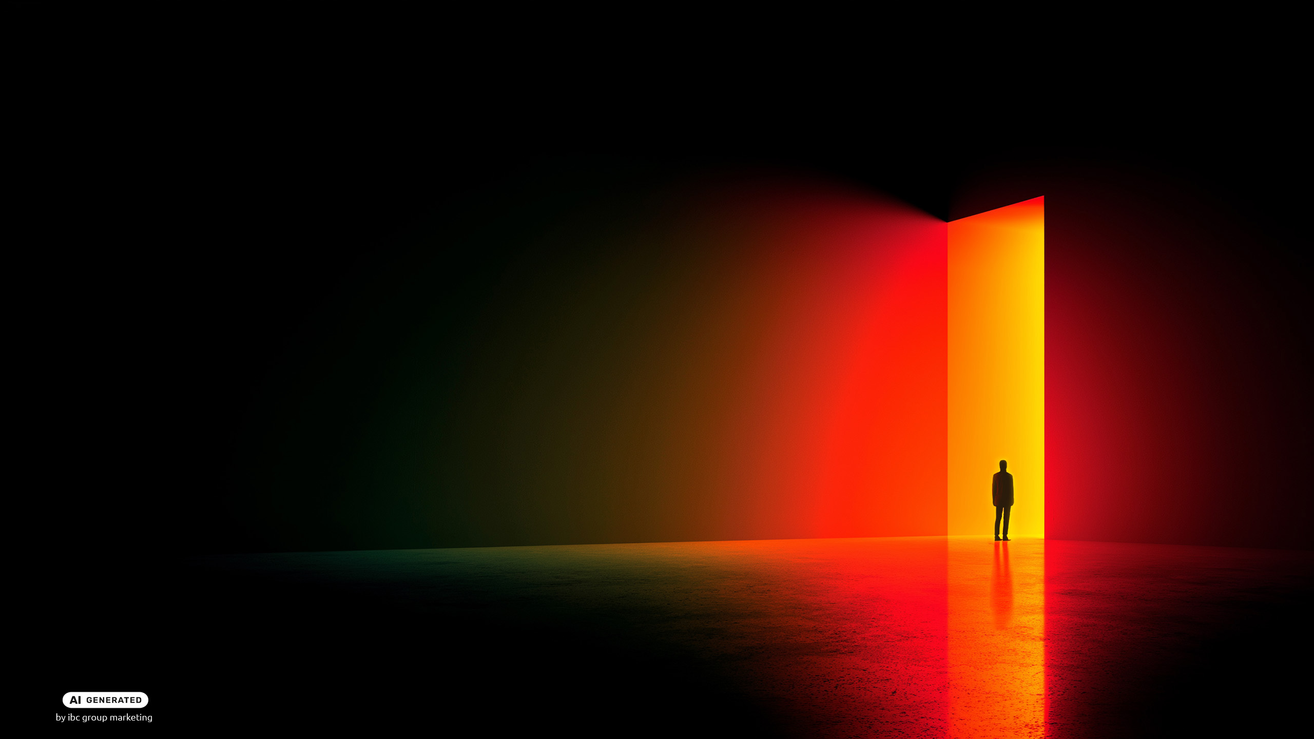Silhouet bij een verlichte opening, als visuele representatie van de verbinding tussen menskracht, technologie, beleid en data.